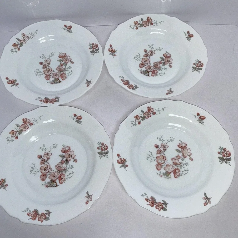 Vintage Set of 4 Arcopal France Pink Cherry Blossom 9
